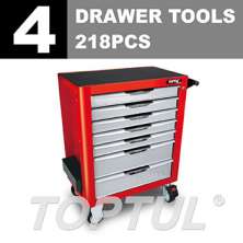 W/7 Drawer Tool Trolley -218PCS  4 Drawer Tools