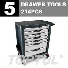 W/7-Drawer Tool Trolley - 214PCS 5 DRAWER Mechanical Tool Set  0