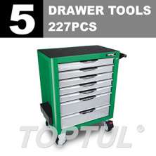 W/7-Drawer Tool Trolley - 227PCS 5 DRAWER Mechanical Tool Set  0