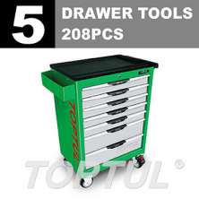 PRO-LINE SERIES W/7 -Drawer Tool Trolley -208PCS  5 DRAWER TOOLS