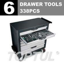 W/7-Drawer Tool Trolley -338PCS 6 DRAWER TOOLS