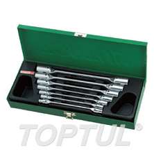 SIZE(mm) 7PCS -METAL BOX -Double End Swivel-Socket Wrench Set