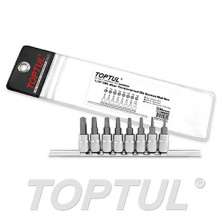 SIZE(T) 8PCS -1/4" DR. Star Tamperproof Bit Socket Rail Set