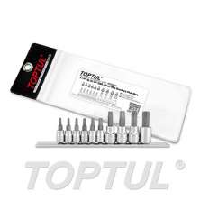 SIZE(T) 10PCS -1/4"&3/8" DR. Star Bit Socket Rail Set