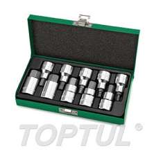 SIZE(mm) 10PCS 1/2" DR. Hex Bit Socket Set