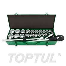 SIZE(mm&inch) 26PCS -Professional Grade 3/4" DR. 12PT Flank Socket Set (METRIC & SAE)