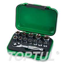 SIZE(mm) 13PCS -1/4" DR. 6PT Mini Ratchet Socket Set