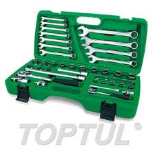 SIZE(mm) 42PCS -Professional Grade 1/4" & 1/2" DR. 6PT Flank Socket Wrench Set 0