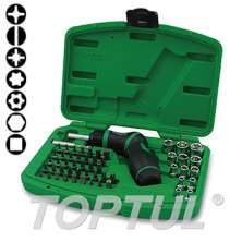 54PCS High-Torque Pistol Grip Ratchet Screwdriver, Bit & Socket Set